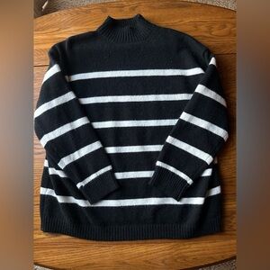 HYFVE Black and White Striped Crewneck Sweater